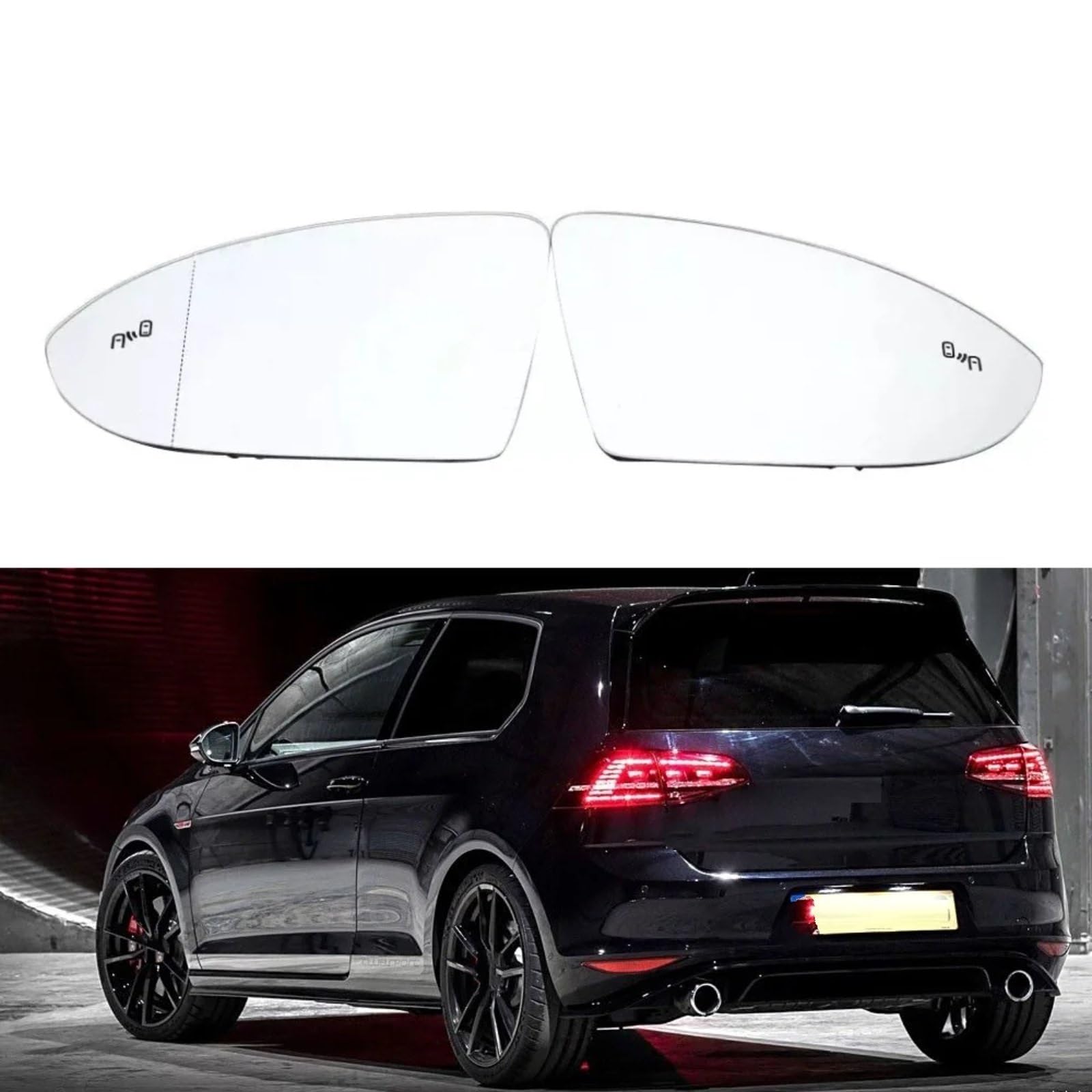 Compatible avec VW Pour Golf 7 Pour Golf 7.5 Pour GTI 2013 2014 2015 2016 2017 2018 2019 2020 Voiture Chauffante Pour Rétroviseur Arrière 5G0857521 5G0857522 Verre rétroviseur auto(2pcs)