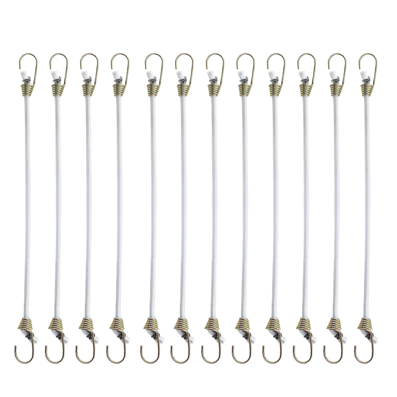 12Pcs 25cm Small Bungee Cords with Hooks Mini Adjustable Elastic Straps Heavy Duty Rubber Tie Down Cords for Camping Luggage Roof Rack Tarp Outdoor Gear Storage