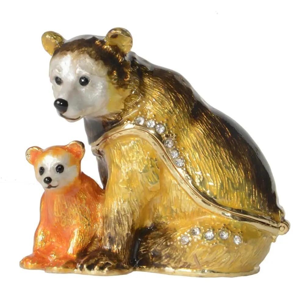 YOPI Bejeweled Bear Trinket Jewelry Box Ring Holder, Wild Animal Figurine