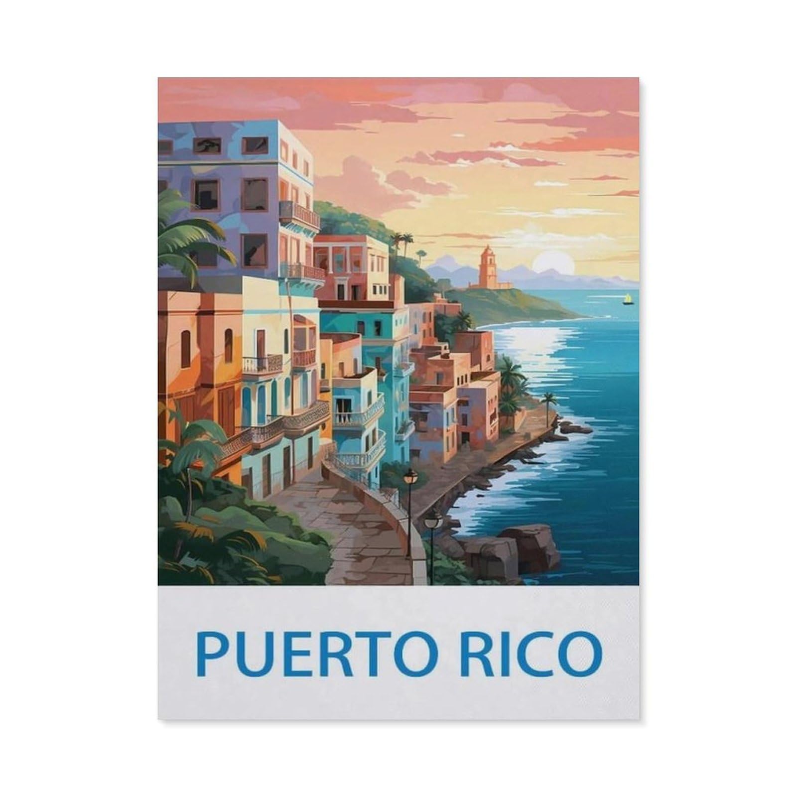 BEAYODKP 5D Diamond Painting，Puerto Rico，Diamond Embroidery Cross Stitch（30 x 40 cm/11.81 x 15.74 inches）-CL25