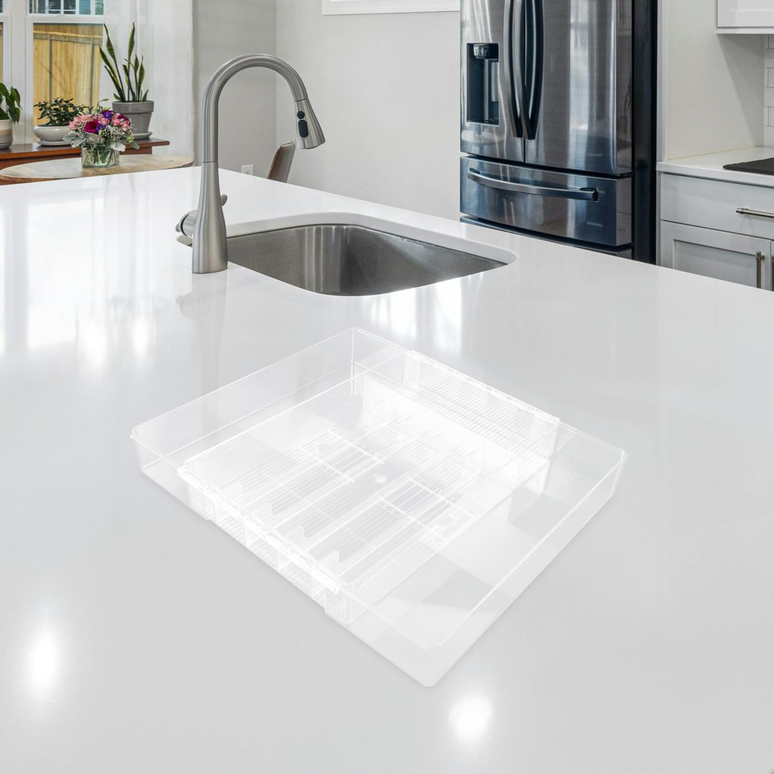 Erweiterbarer Stiften Mehreren Fächern mit Acryl Besteckkasten Robuster Utensilien Organizer und zur Aufbewahrung von Essstäbchen für Küchenschubladen Kleiderschränke