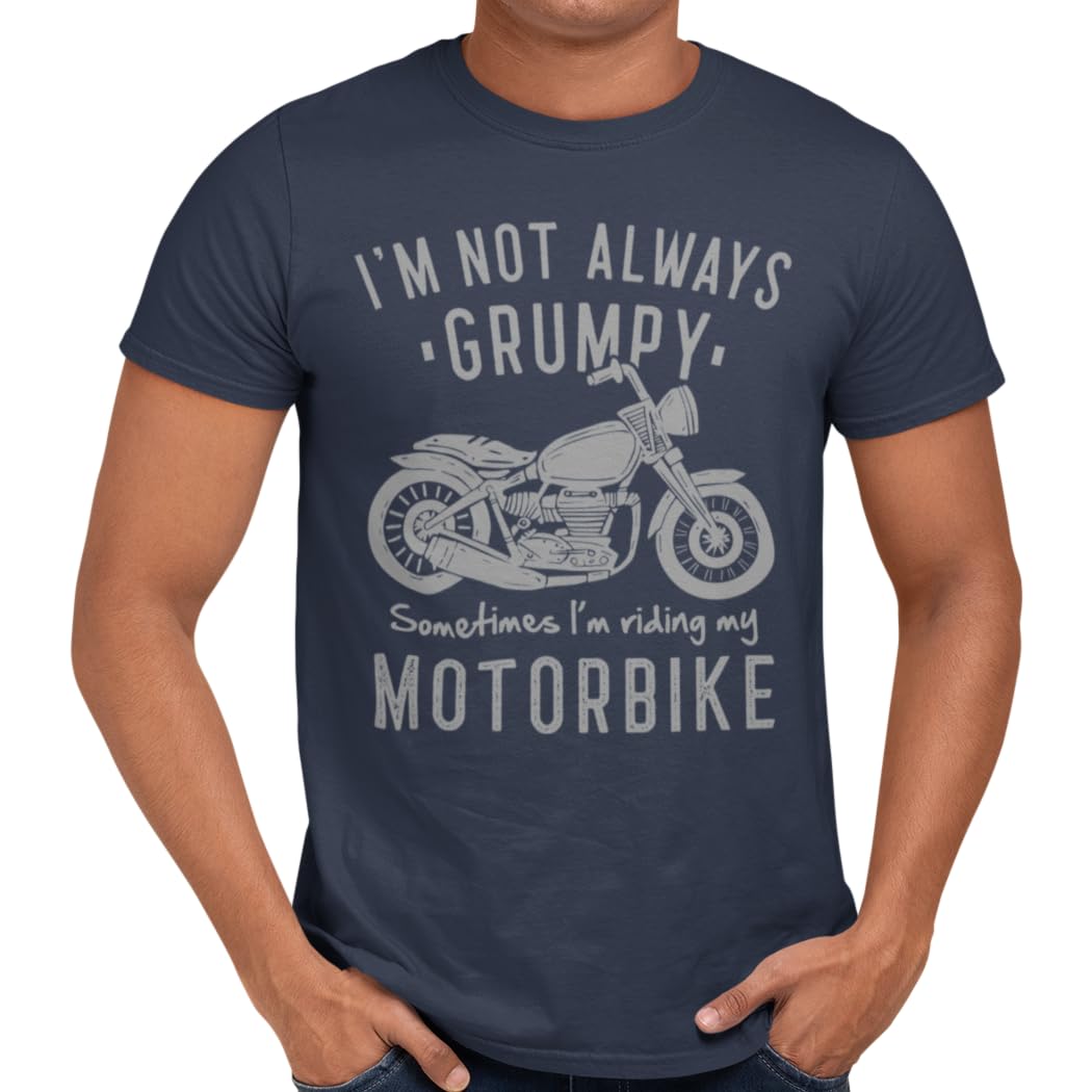 Getting Shirty I'm Not Always Grumpy Sometimes I'm Riding My Motorbike T-Shirt (UK, Alpha, XL, Regular, Regular, Blue)
