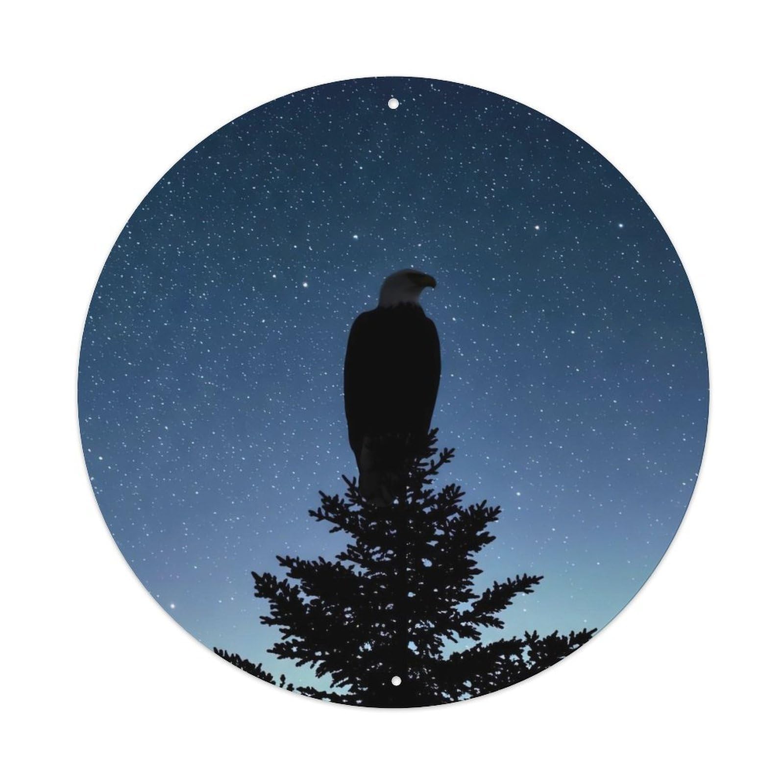 Cwbufd Vintage Style Nature Eagle And Pine Tree With Constellation Background Vintage Metal Tin Sign Plaque Wall Decor For Cafe, Club Bar, Office, Garden Metal Poster 8X8inch