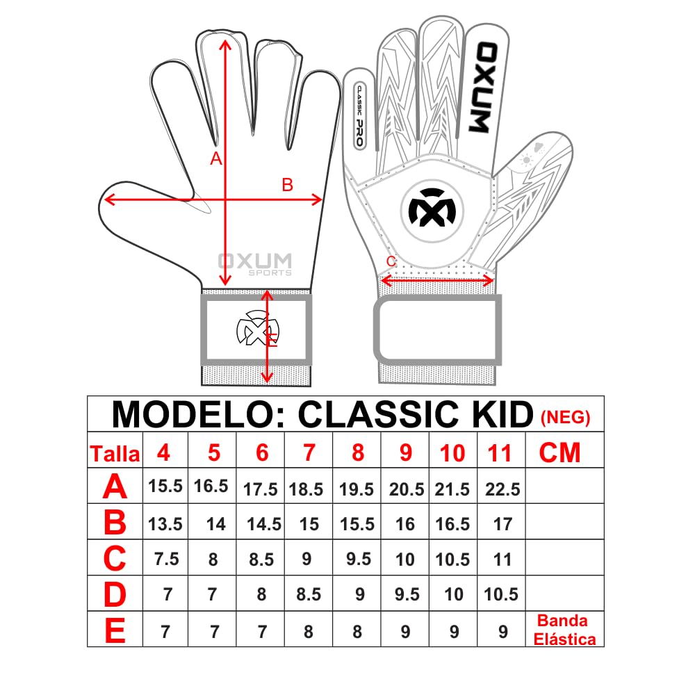 OXUM Guantes de Portero Classic Personalizados para Niños y Niñas – Añade Nombre, Número y Bandera o Escudo – Guantes de Fútbol Infantiles con Gran Agarre y Ajuste Cómodo