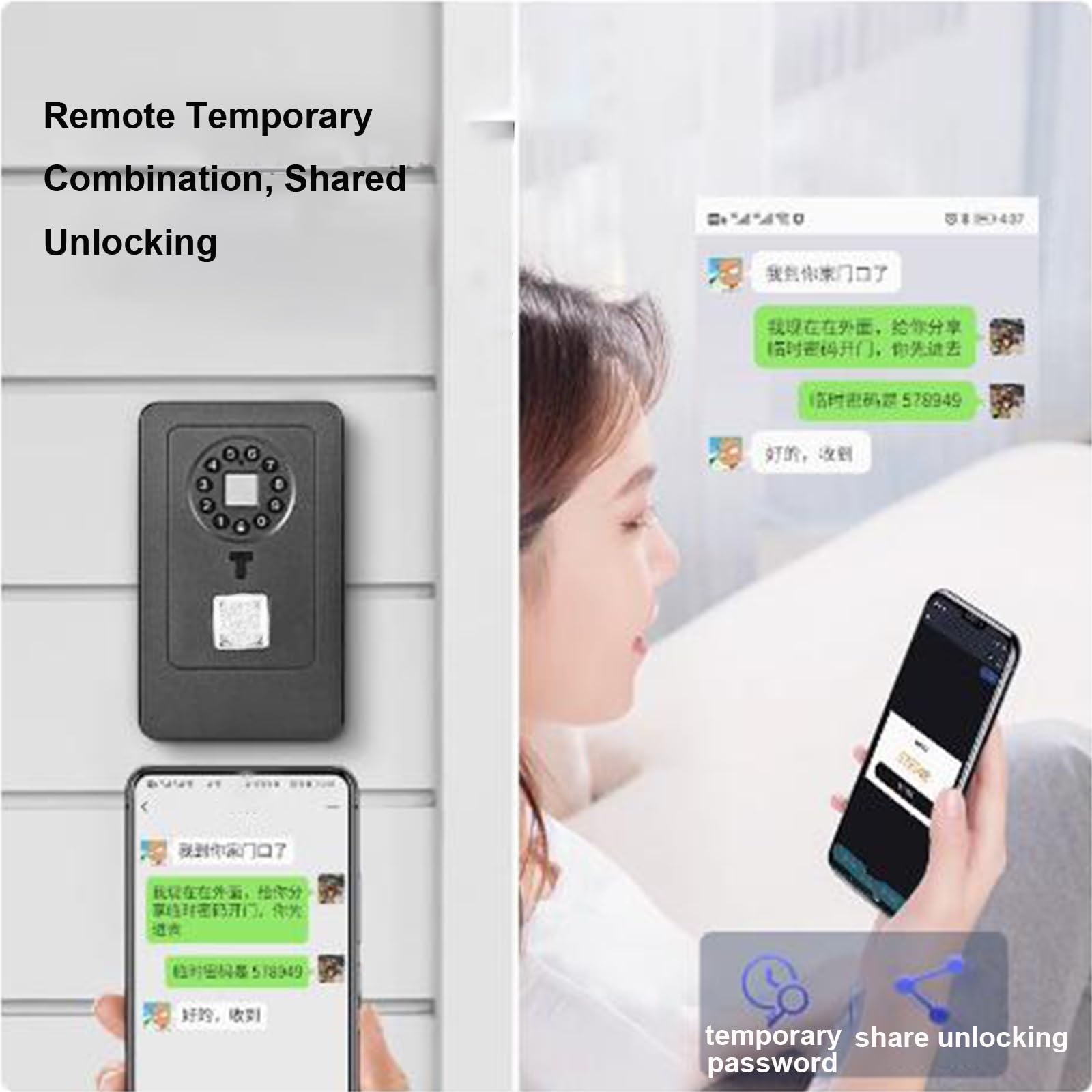 Cassetta per Chiavi con Impronta Digitale/Codice Digitale, Cassaforte Porta Chiavi da Esterno con 9 Cifre Combinazione Codice, per Portoni Vecchi, Ideale per, Appartamenti, Ville