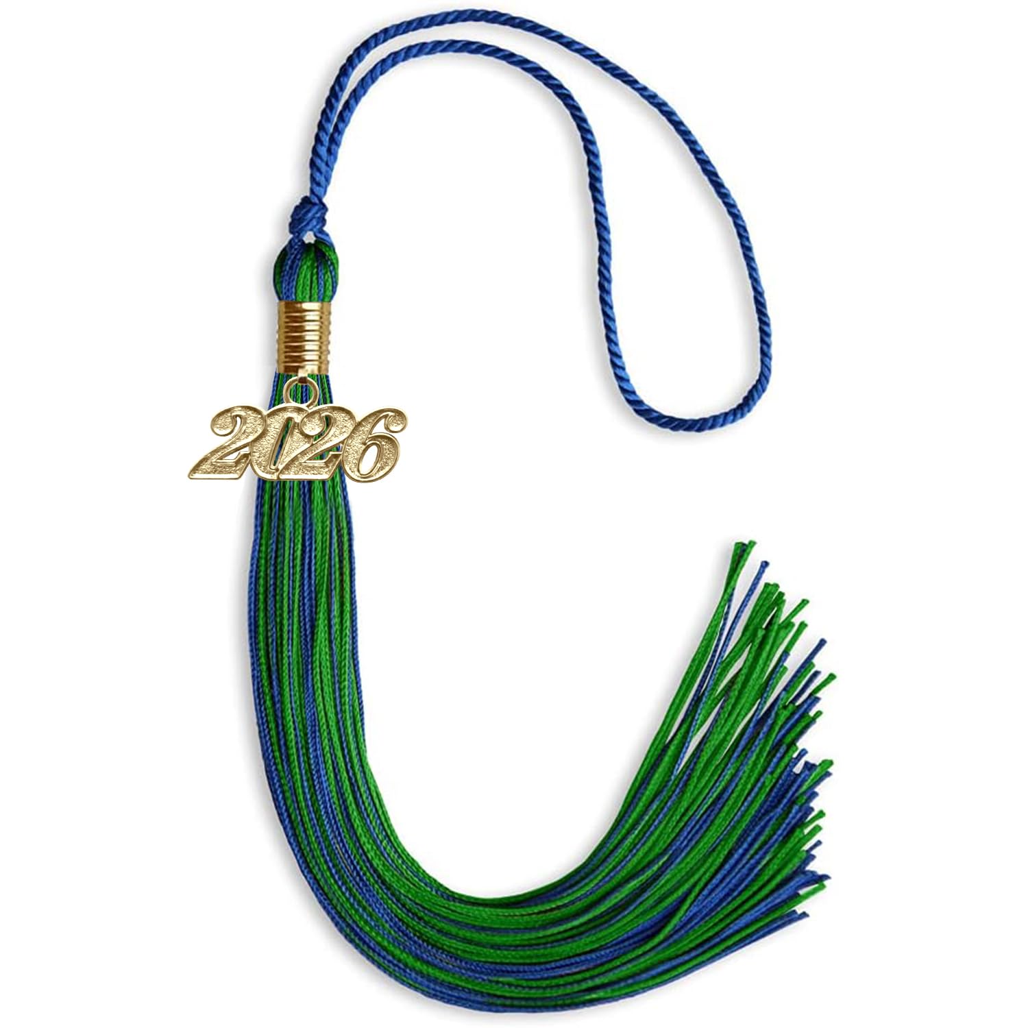 Endea Graduation Mixed Double Color Tassel with Gold Date Drop (Royal Blue/Green, 2026)