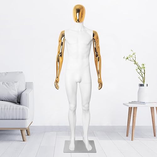 Miniatura 10 de Maniquí masculino de cuerpo completo con forma de vestido, modelo de soporte ajustable de 73 pulgadas con torso desmontable para tiendas minoristas