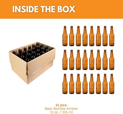 Miniatura 2 de Fastrack Botellas de cerveza de vidrio ámbar de cuello largo de 12 onzas (paquete de 24) | Acabado de corona duradero | Protección UV para cerveza