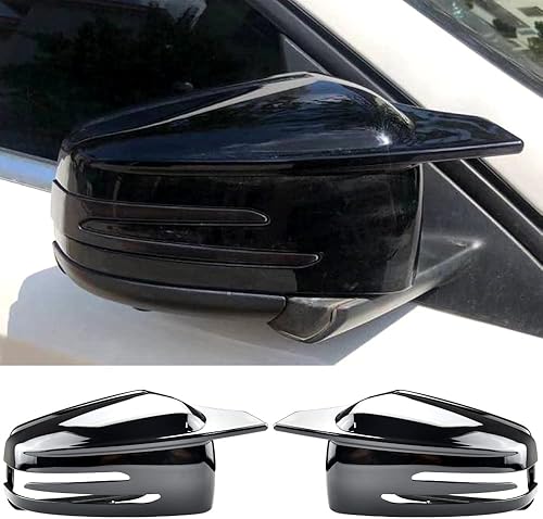 Fouedy Cubiertas de tapa de espejo lateral para Mercedes Benz W176 W246 W212 W204 C117 X156 X204 W221 C218 A B C E S CLA GLA GLK Clase Negro