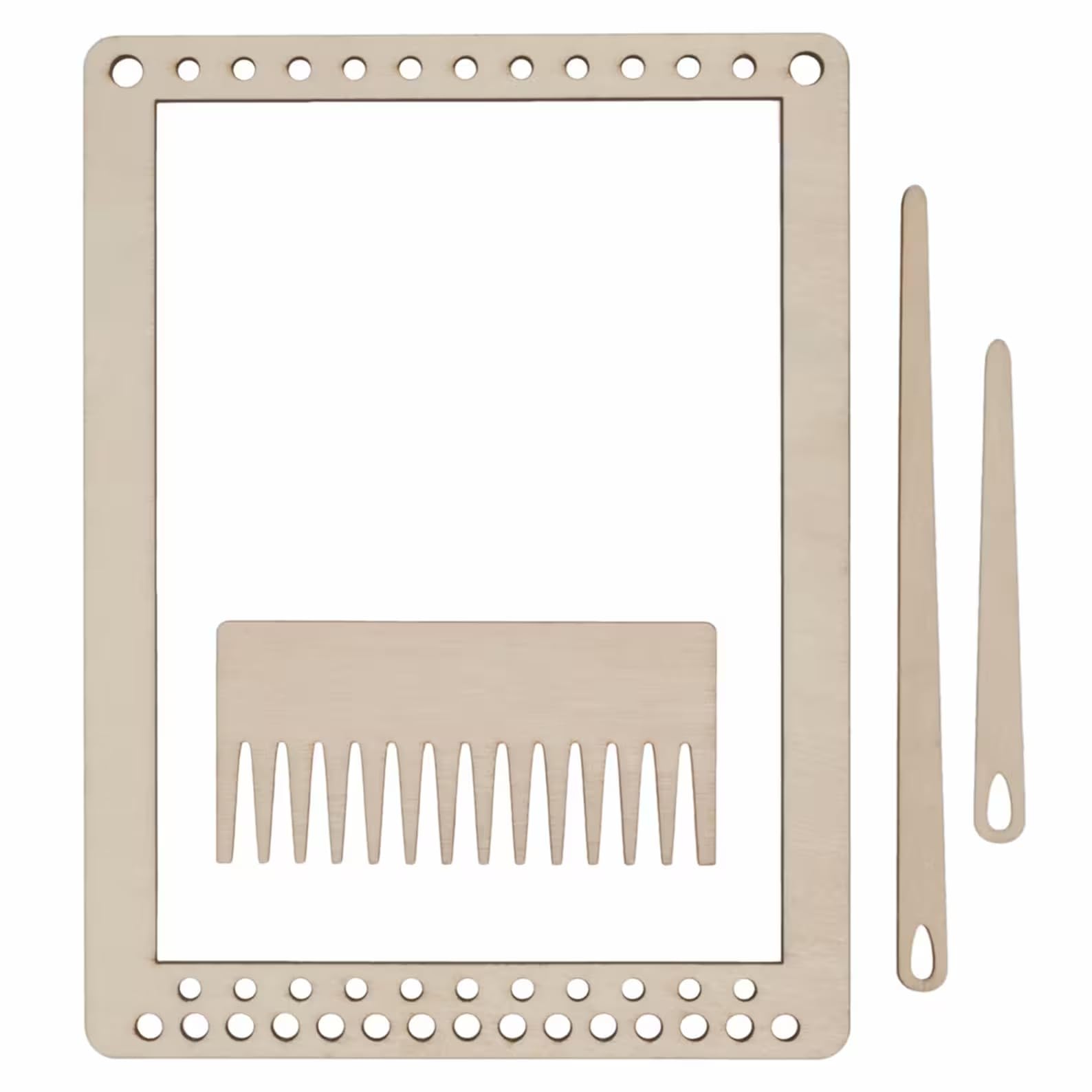 Curious Button Wooden Loom Weaving Set | Size:12" MDF 2.7mm Frame with Needles & Comb | DIY Craft Kit for Kids & Adults | Hand Weaving Tool for Beginners, Knitting Art Projects Set of 1-image-14