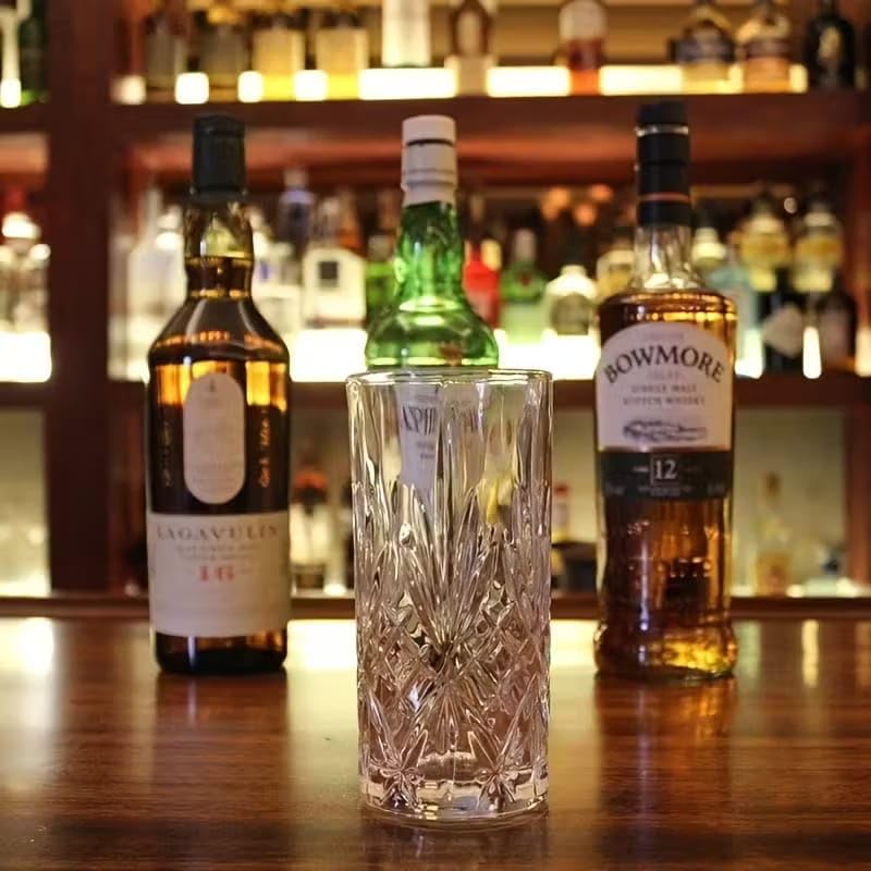 Image of PrimeWorld Premium Water & Juice 300ML Highball Glasses - Set of 6 | Lead-Free Crystal Tumblers for Water, Juice, Beer, Cocktails & Mixed Drinks | Elegant Glassware for Kitchen, Parties & Gift Use
