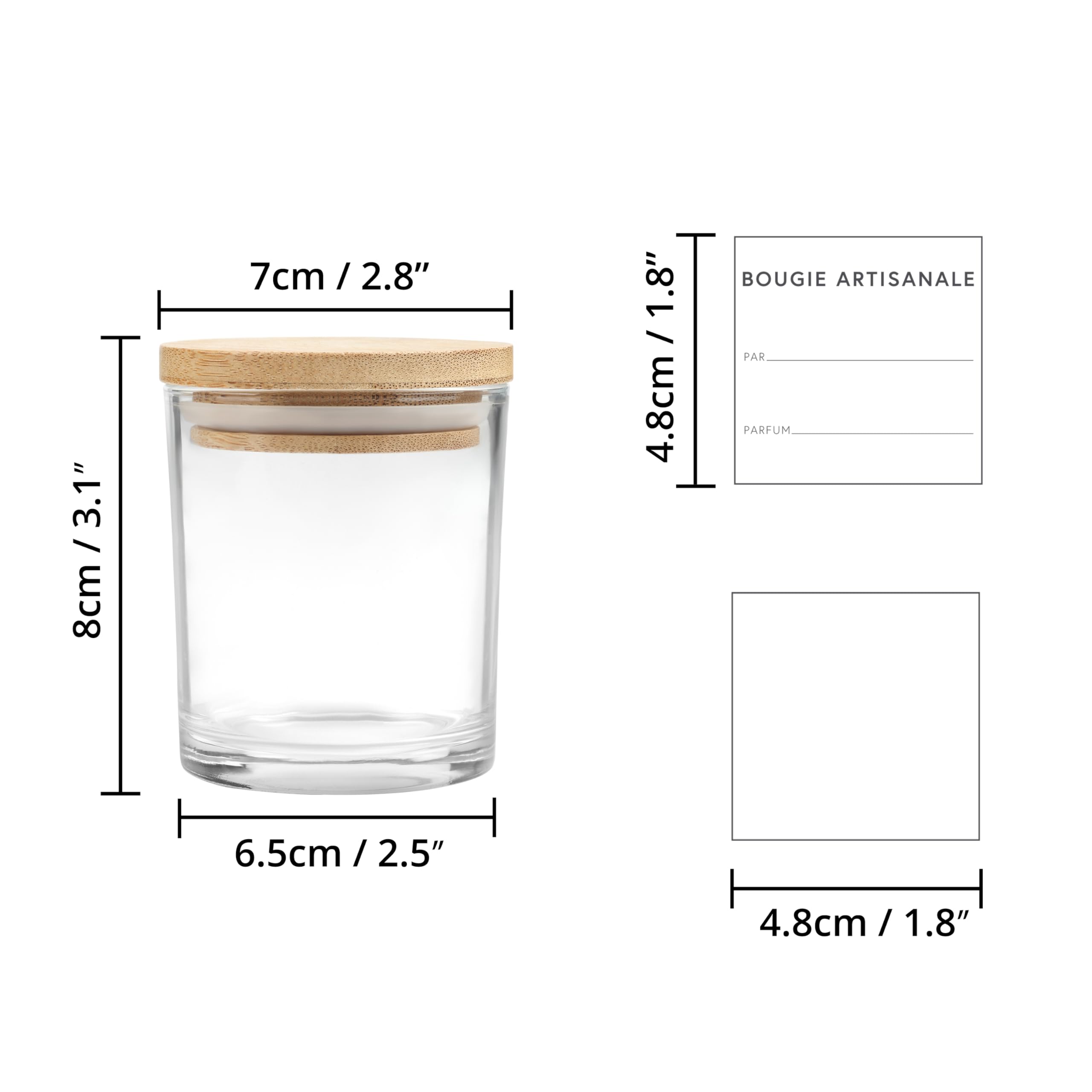 Winter Shore Petit Pot en Verre 170 ML avec Couvercles [Lot de 15] - Contenant Bougie Transparent - 15 Étiquettes Autocollantes, 15 Étiquettes Vierges & 1 Stylo Noir Inclus