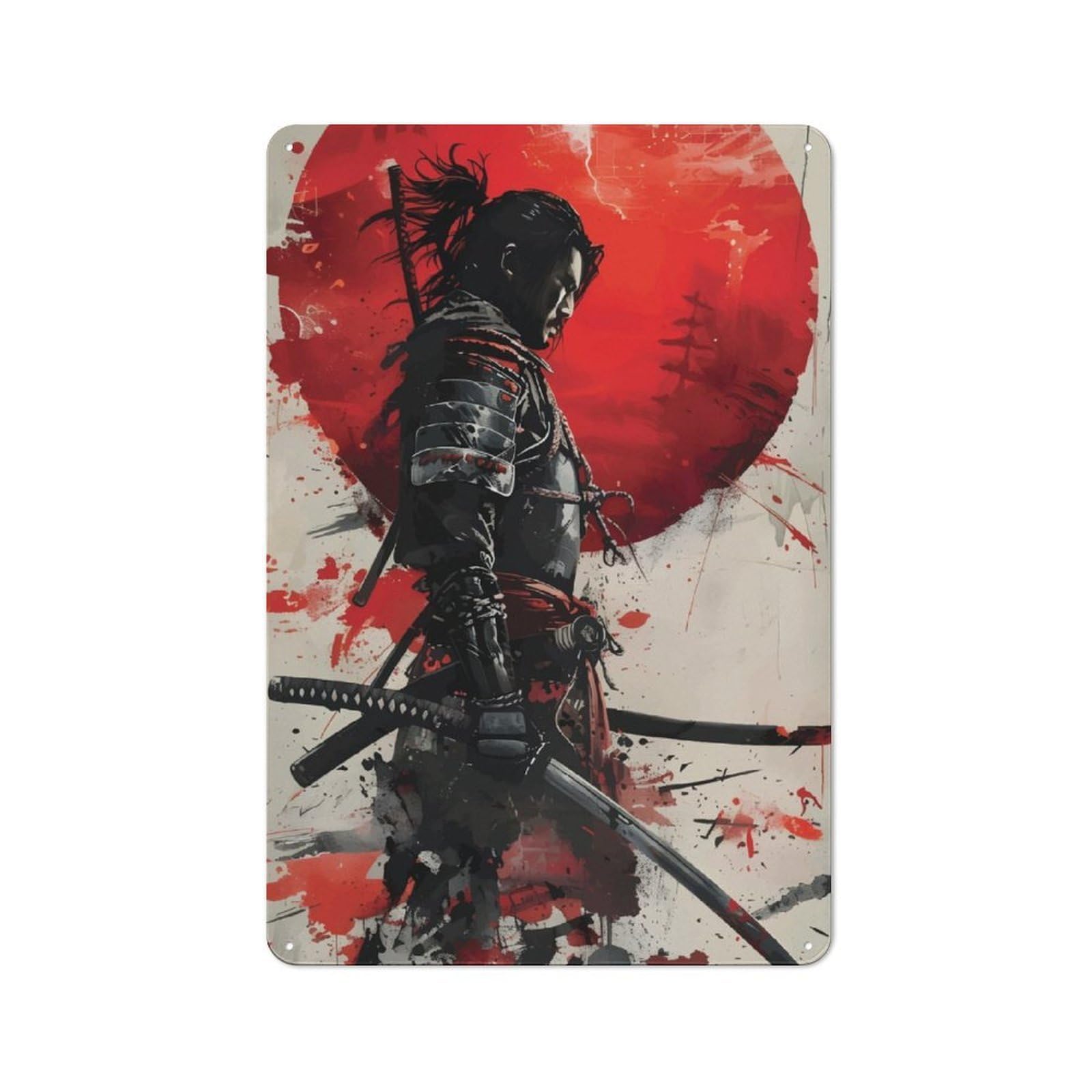 Industrial Katana Japan Decorative Metal Plaque 30x20cm, Studio Wall Art for Flat, Bar, Studio Or Gallery Wall
