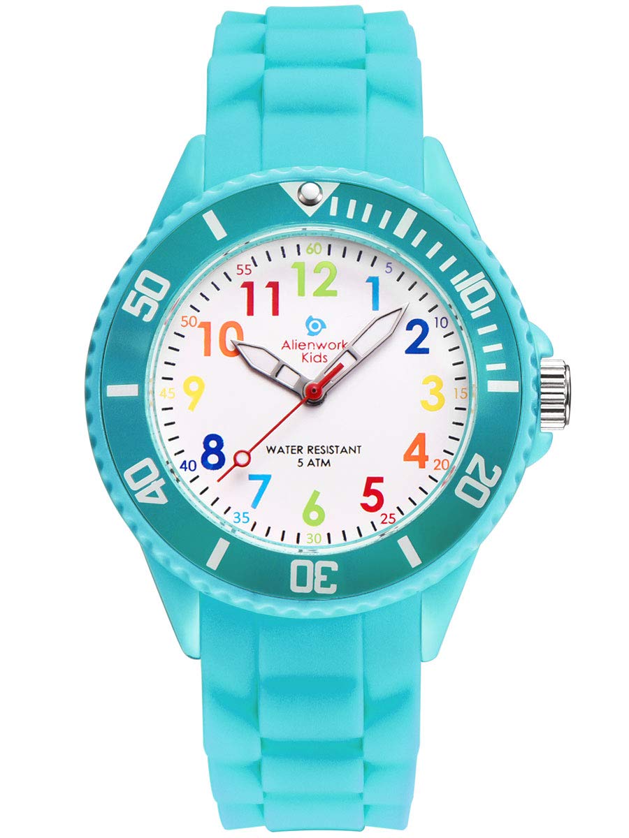 Alienwork Kids Reloj de Aprendizaje Infantil Niño Niña Tiempo de Aprender Impermeable 5 ATM
