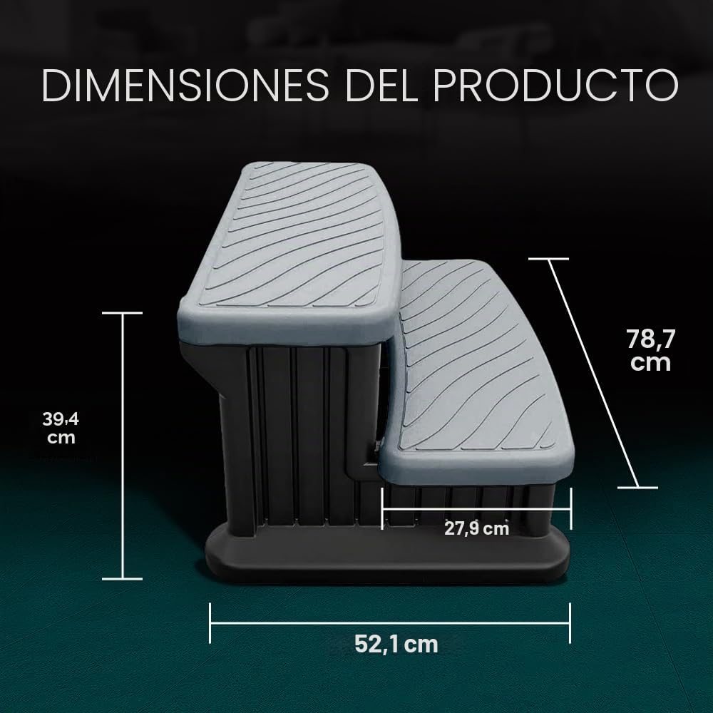 Puri Tech Escaleras portables de Piscina, Escalones de bañera hidromasaje, Accesorios SPA, Peldaños Antideslizantes y Resistentes - Gris Claro