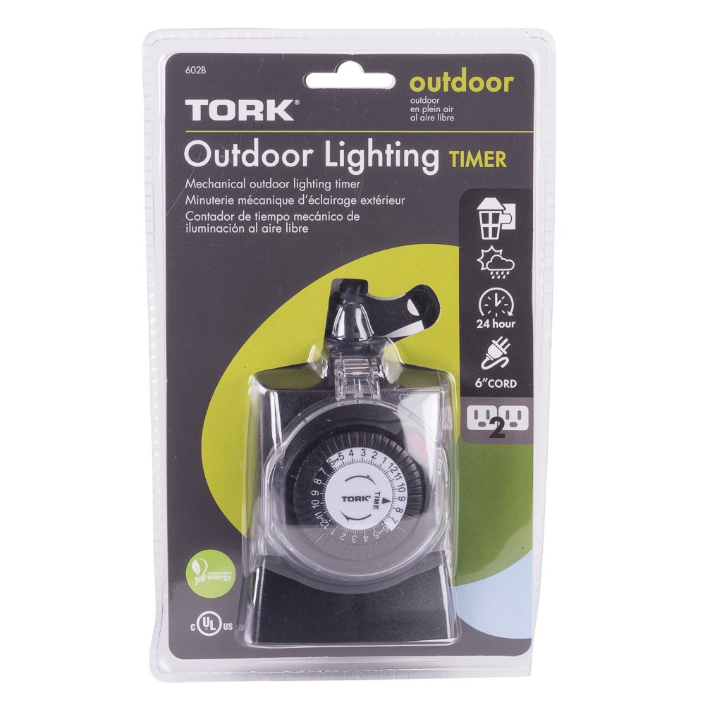 NSI TORK 602b Mechanical Outdoor Plugin Timer, 2 Outlets, Grounded