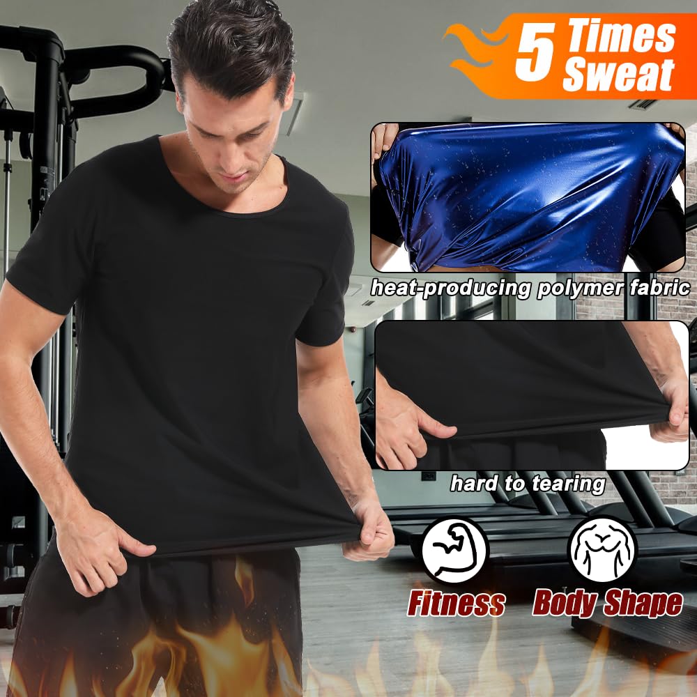 Sauna Shirt for Men,Short Sleeve Sweat Suit for Men,Mens Sweat Compression T-Shirt Top for Gym Exercise 3
