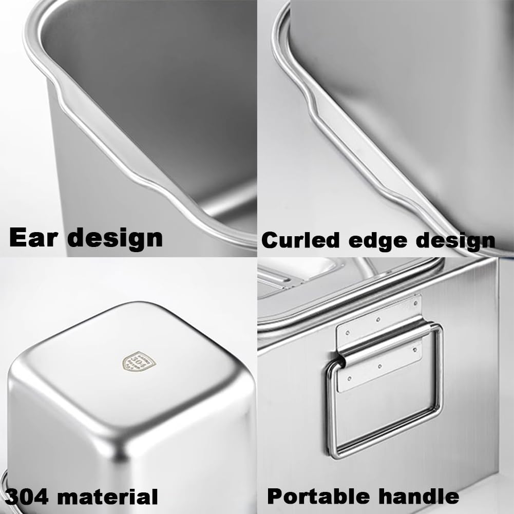 Juego De Caja De Especias De Acero Inoxidable De Gran Capacidad, Especiero Dispensador De Encimera con Tapa Y Cuchara, Organizador para Almacenar Frutas,D