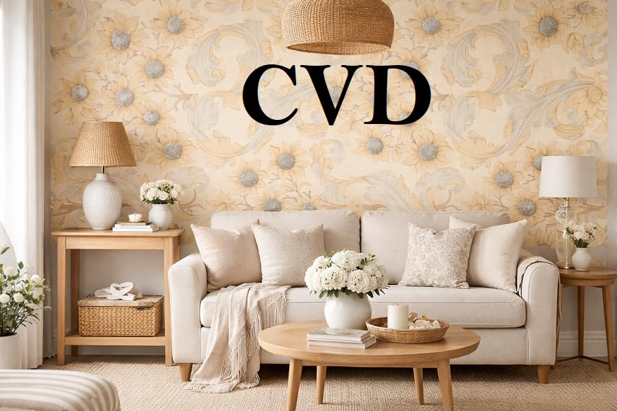 Image of CVD 3D Cream Wallpaper | Peel & Stick Self Adhesive Wallpaper | Waterproof & Removable | Home Decor for Bedroom, Living Room & TV Wall (70 x 70 cm, Approx. 5.8 Sq. Feet, 1 Piece)