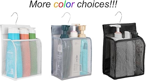 Miniatura 6 de ALYER Organizador de malla colgante para ducha, bolsa de almacenamiento de baño con ganchos para dormitorio universitario, gimnasio, natación,