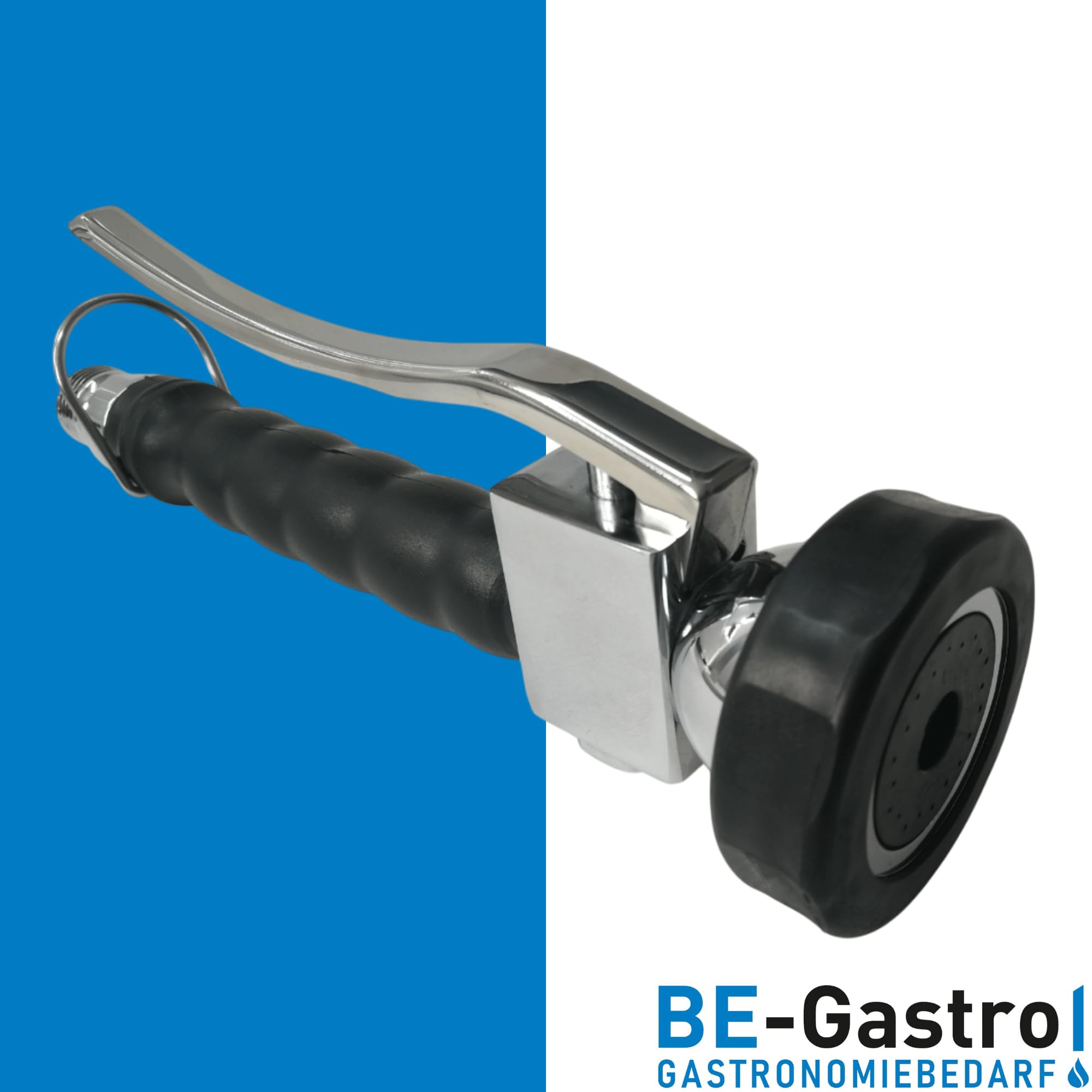 BE-GASTRO® I Profi Gastro Handbrause (Schwarz | Blau) inkl. Feststellbügel | 1/2" Standard-AG | Edelstahl Ersatzbrause für Geschirrbrause/Gastrobrause