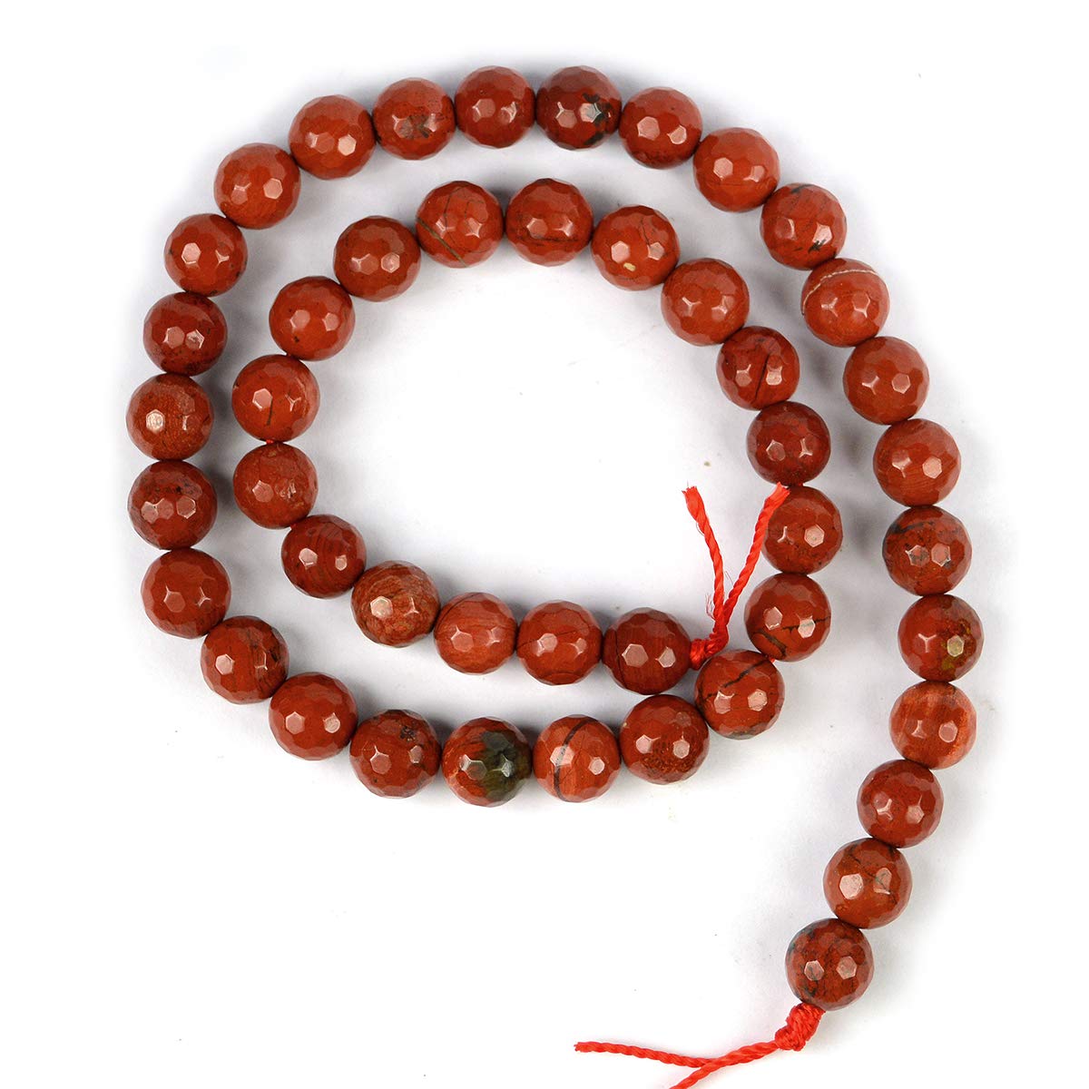 Reiki Crystal Products Natural Red Jasper Stone Loose Beads 8 mm Faceted / Diamond Cut | Crystal Stone Beads Strand / Lines for Jewellery Making Bracelets Beads Malas Beads for Jewellery Making Necklace / Bracelet / Mala