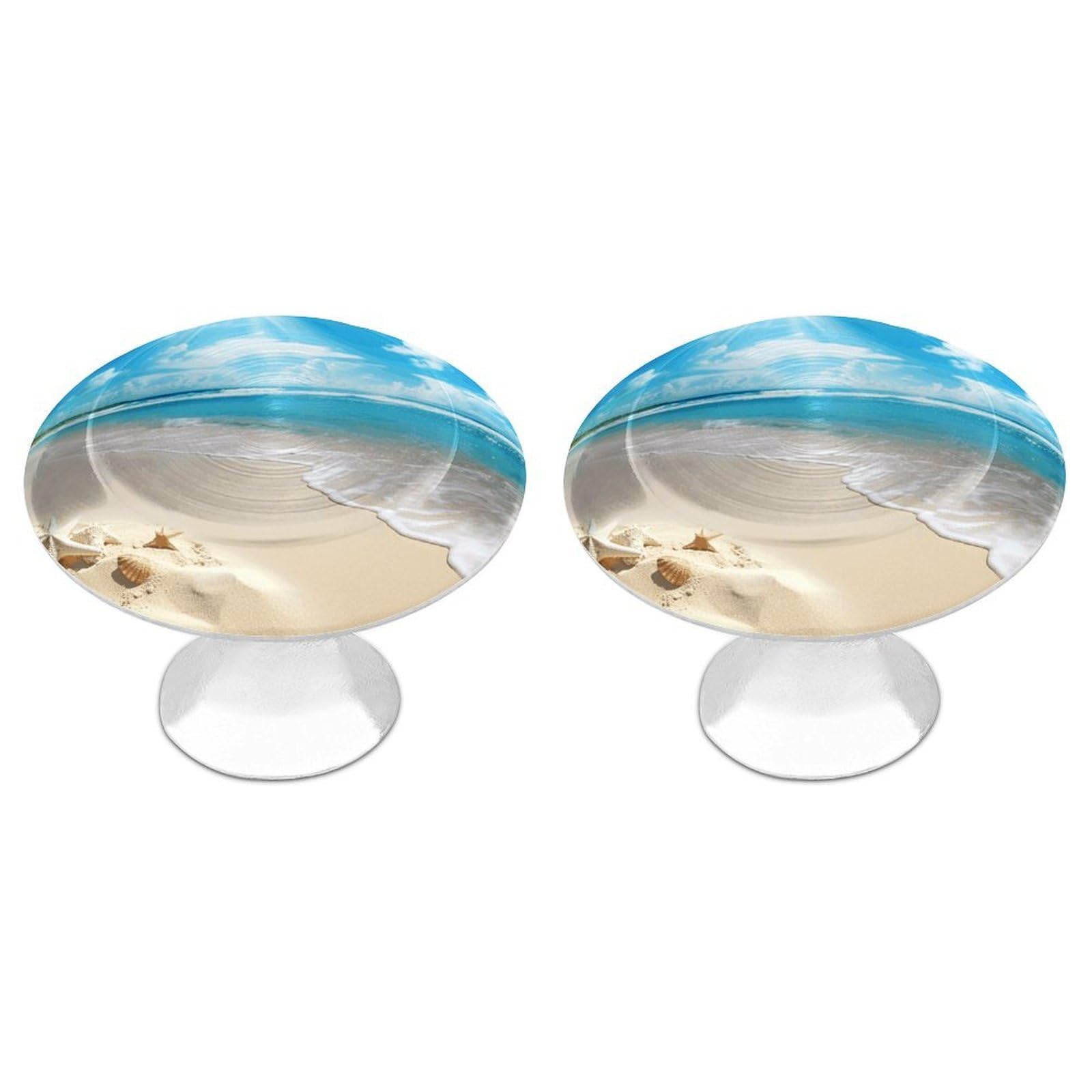 FekiLoot Bright Sunshine Summer Beach Cabinet Knobs Personality Stainless Steel Round Drawer Handles Circle Modern Cabinet Handles Drawer Knobs for Kitchen Dresser Bathroom Cupboard Furniture