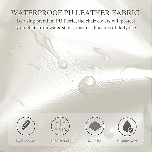 Miniatura 3 de SearchI Juego de 6 fundas de asiento impermeables de poliuretano para sillas de comedor, fundas de asiento elásticas lavables para sillas de