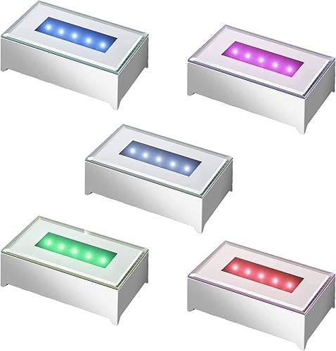 Miniatura 4 de ASENTE Pedestal de 5 luces LED  Soporte de base superior programable de espejo plateado cepillado alimentado por CAUSB  para arte de cristal 3D