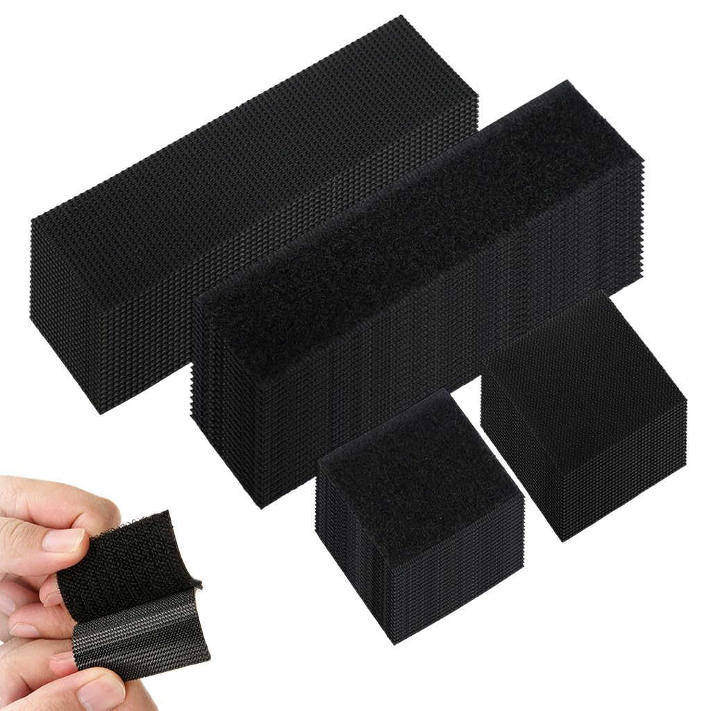 HASTHIP® 40Pcs Door Mat Grippers Rug Grippers Invisible Hook and Loop Rug Grippers, 50x50mm, 30x100mm, Multi-Purpose Carpet Rug Fastener Reusable Non-Skid Carpet Stickers for Hardwood Tile Floors, Car-picture-18