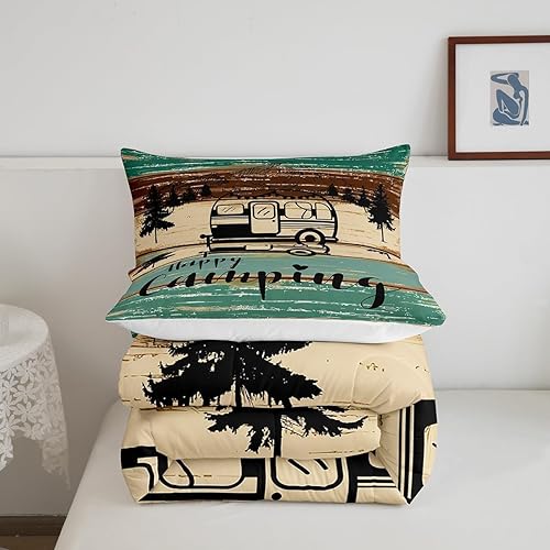 Miniatura 5 de Erosebridal Juego de edredón de camping tamaño individual, ropa de cama rústica de granja, ropa de cama vintage con estampado de puerta de granero,