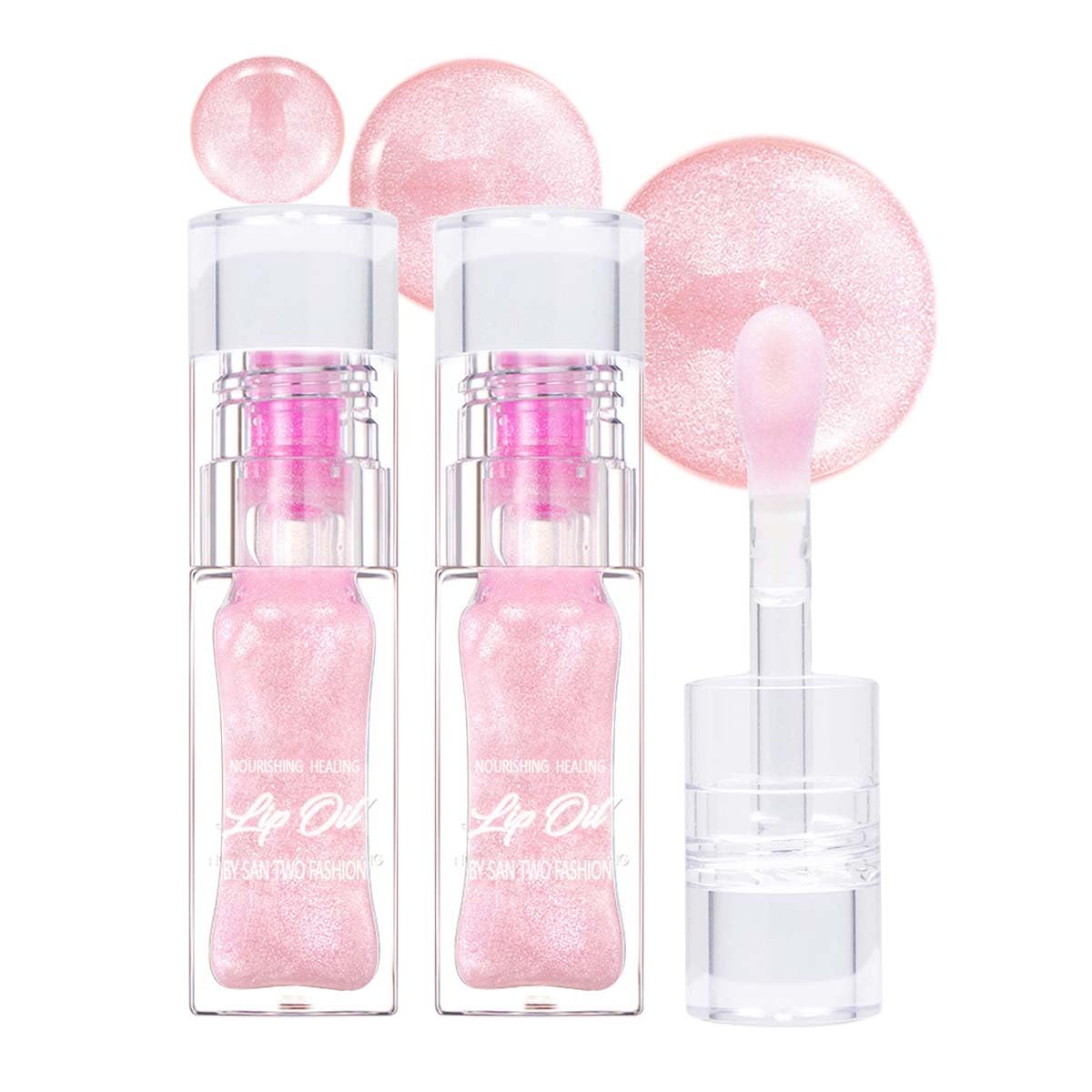 2Pcs Magic Color Changing Lip Oil,Boss Up Lip Glow Oil Color Changing Lip Gloss Hydrating Lip Plumping Oil Non-sticky Nourishing Primer Lip Tinted
