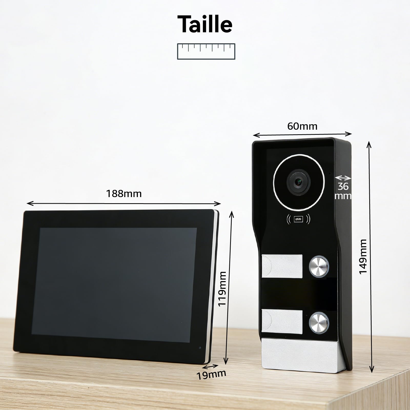 Visiophone Connecté à 2 Fils, Interphone Vidéo Filaire avec 2 Moniteurs 7 Pouces, Unlock à Distance, Audio Bidirectionnel, RFID, Vision Nocturne, WiFi Dual-Band, 2 Family kit