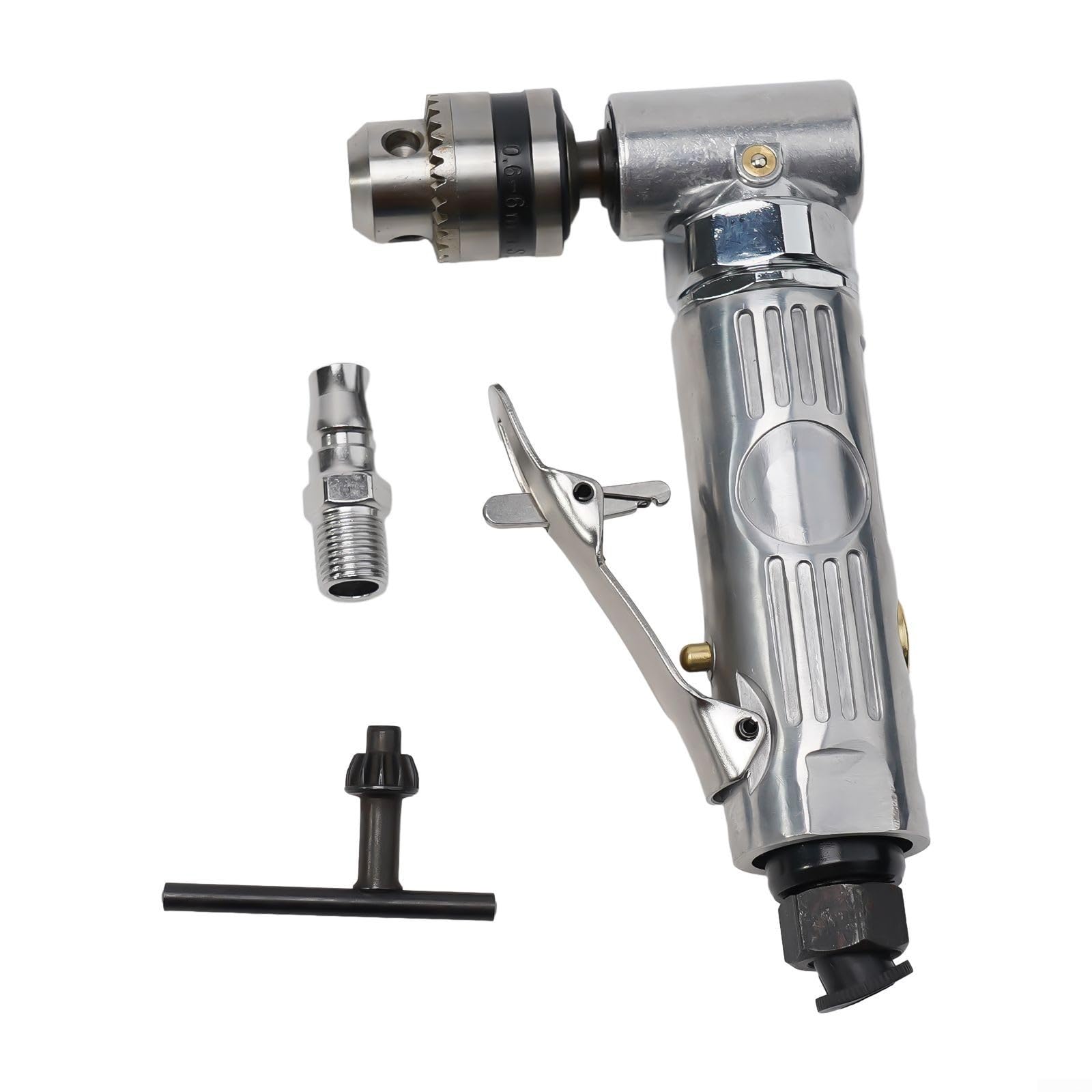 Besttoolifes Perceuse pneumatique à angle droit de 6,35 mm à haute vitesse, outil de perceuse pneumatique réversible à angle droit, vitesse de ralenti 15 000 tr/min avec clé à douille