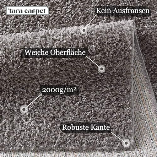 Taracarpet Shaggy Teppich Wohnzimmer Venezia Hochflor Langflor Teppiche modern Anthrazit 060x090 cm