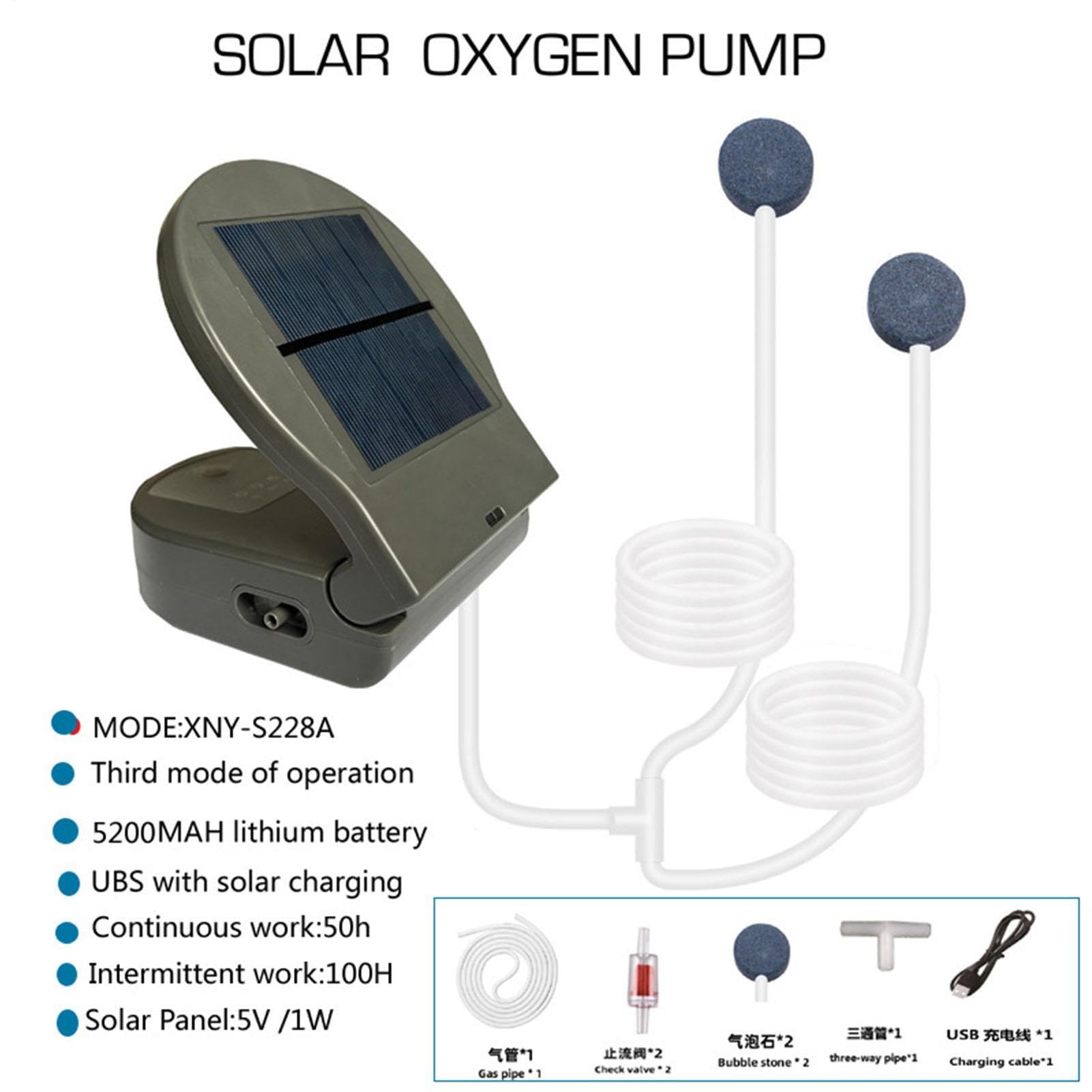 Aérateur De Bassin À Énergie Solaire Clip Arrière Avec Batterie 2600 mAh Et | Pompe À Air Solaire De Bassin À Poissons Pour Stockage Fruits De Mer Aquarium Pêche En Extérieur Jard