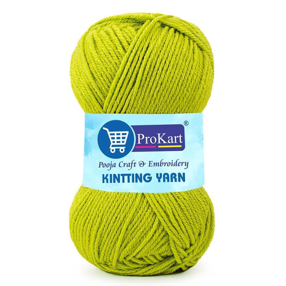 ProKart Premium 4-Ply Woolen Knitting Yarn | 100g Gold Green Hand Crochet Soft Wool for Sweaters, Scarves, Hats, Baby Clothes & DIY Craft Accessories (1 Ball x 100g)