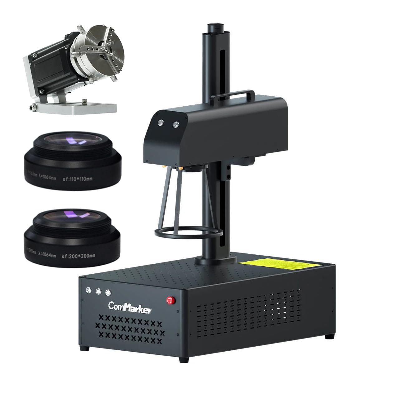 ComMarkerB4 30W Max Fiber Laser Engraver with Rotary Axis,Support LightBurn Laser Engraving Machine with 2 Different Size Lens,Fiber Laser Marking Machine for Jewelry,Sliver,Tag,Tumblers,Brass