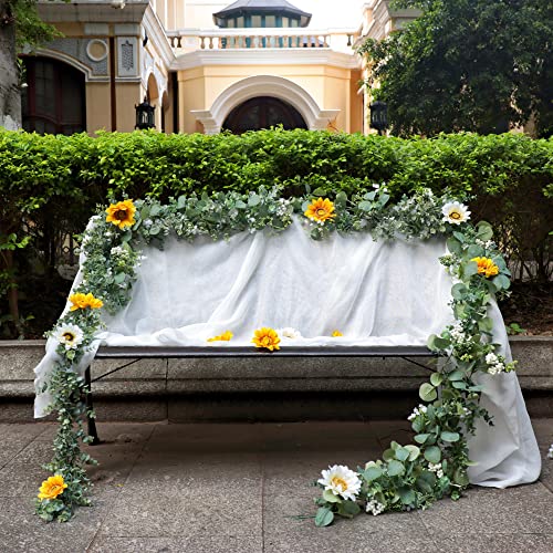 6 Ft Eucalyptus Garland For Table Centerpieces, 2 Packs Artificial Eucalyptus Vine Fake Silver Dollar Eucalyptus Garland For Wedding Backdrop Mantelpiece Arch Doorway Indoor Outdoor Greenery Decor #TOP4