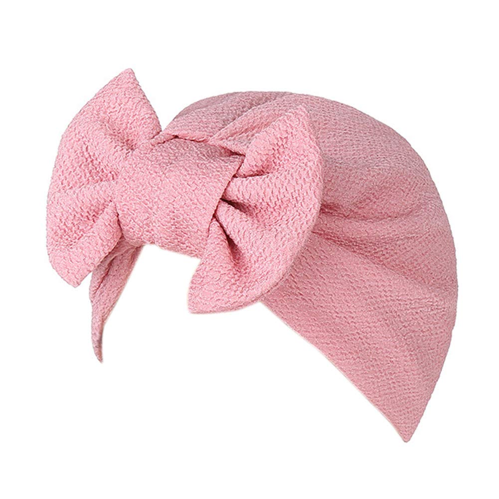 YiYi Operation Womens Stretchy Cotton Bowknot Women Turban Hat Chemo Beanies Hijab Headwear Cap Head Cover (Pink)