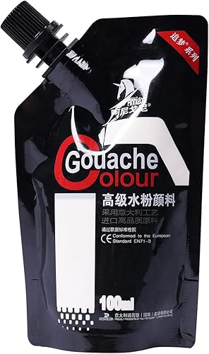 Gouache - Pintura de gouache, color blanco, 3.4 fl oz, no tóxico, para lienzo y papel, pintura de acuarela opaca Gouache, suministros de arte