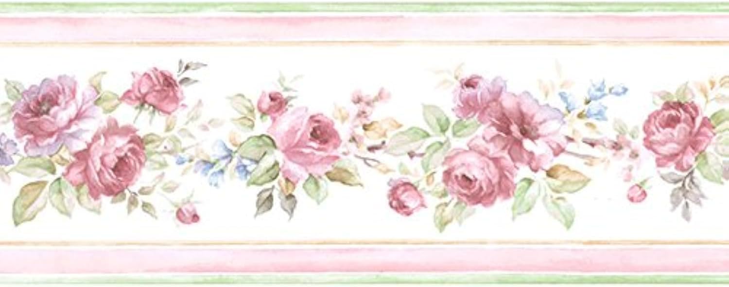 Pink PF79505FP Floral Wallpaper Border