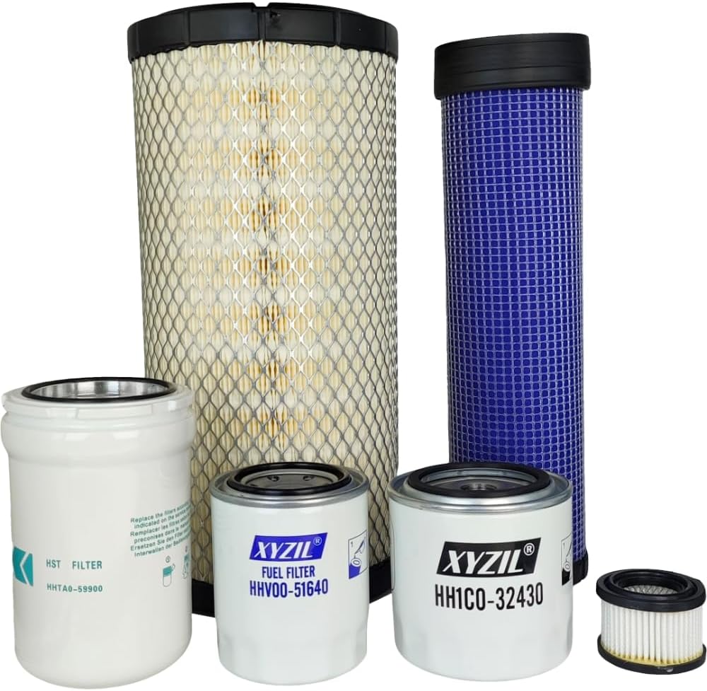 XYZIL Complete Filter Kit Compatible with Kubota SVL95-2S SVL95-2SC S/N 32601 & Below Compact Track Loader 59700-26112 HH1C0-32430 HHTA0-59900 HHV00-51640 RD411-62150 Air Breather Hydraulic Oil Fuel