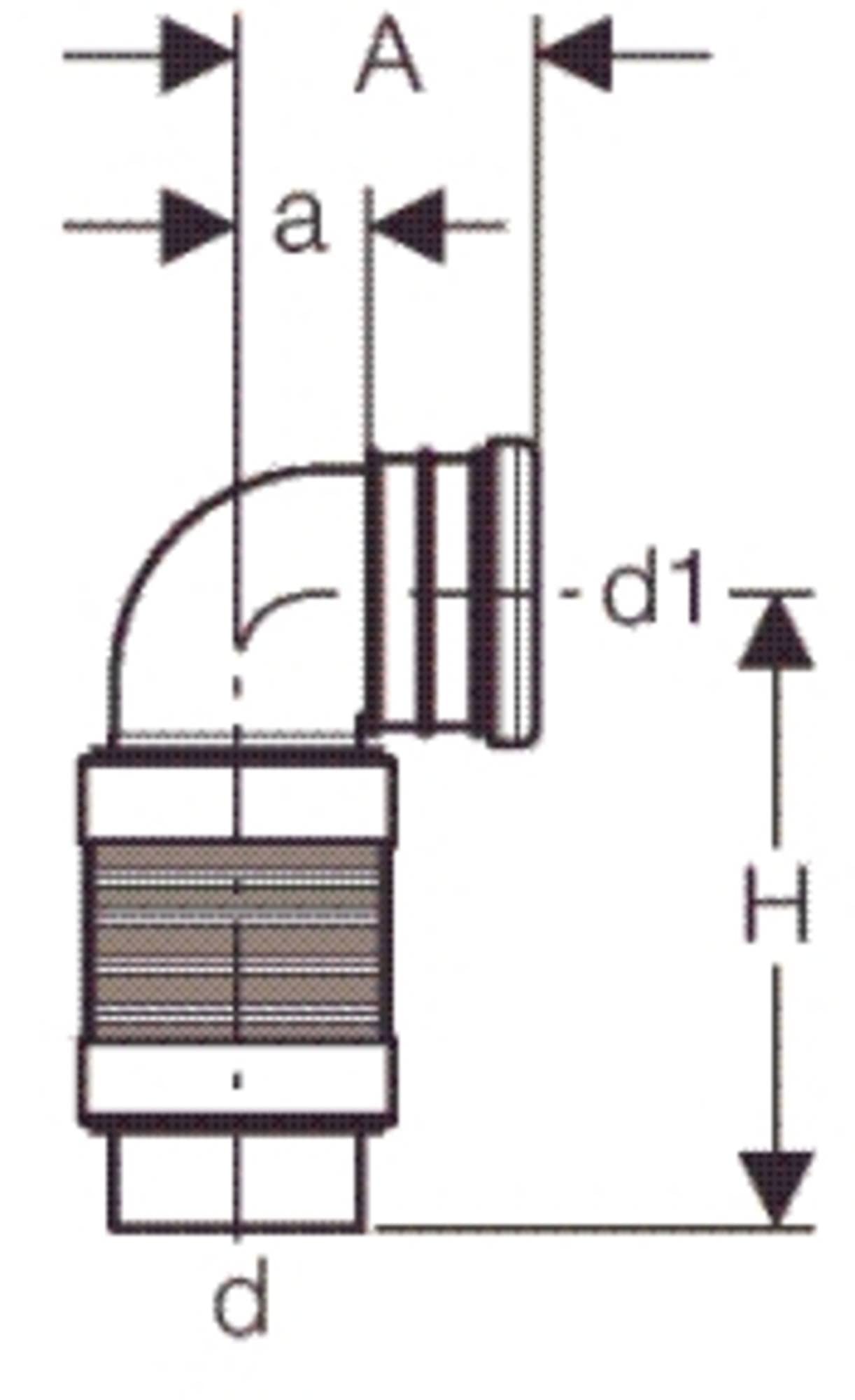 Geberit łuk ścienny PE elastyczny 90/90 mm, 241521001