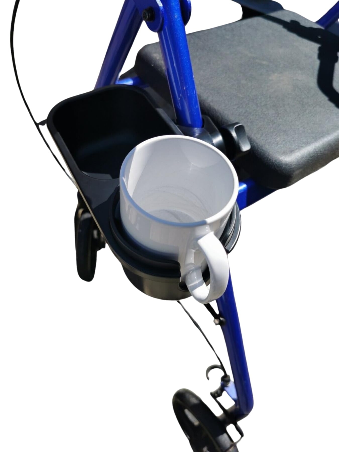 Getränkehalter mit Tablett; ideal für Flaschen, Schlüssel, Snacks, Handys; universell passend für jeden Kinderwagen, Buggy, Kinderwagen, Rollator, Rollstuhl, Gehhilfe