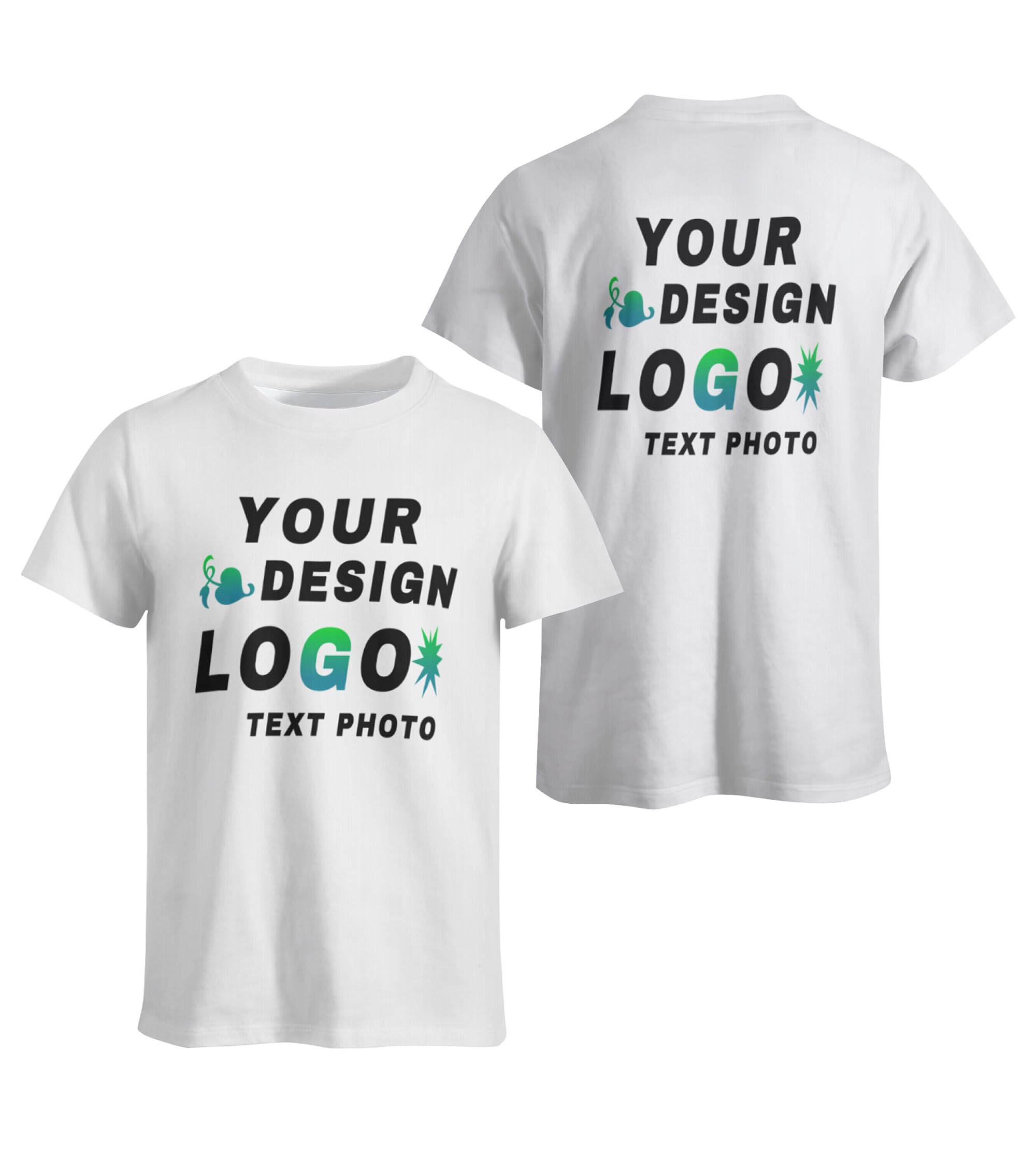 Custom T Shirts with Your Text Logo Photo Men Personalized Front Back Print T Shirts Bulk Orders Available