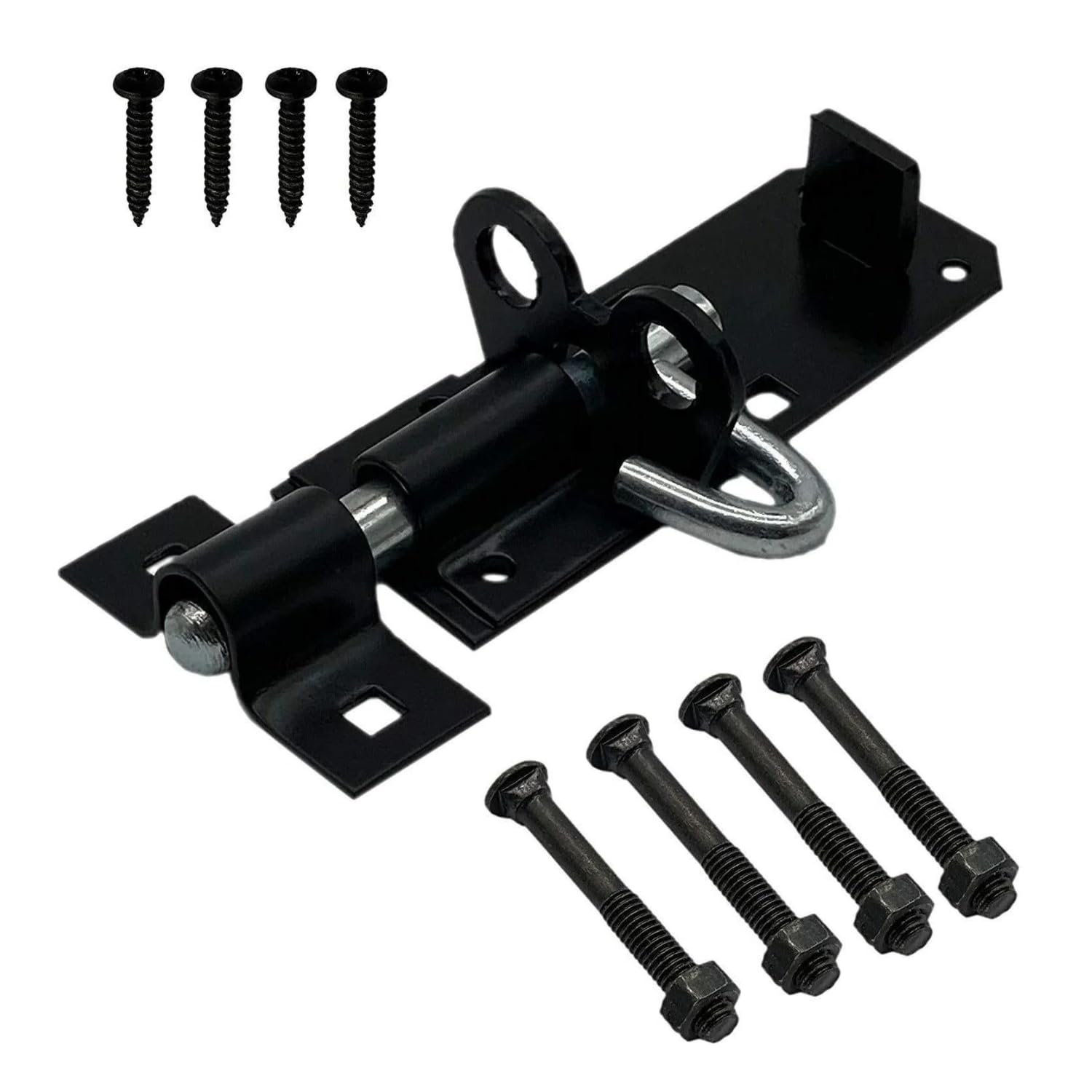 Garden Mile 1pc Black Bolt Lock For Shed Gates Doors 4" / 100mm Sliding Brenton Bolts Gate Bolts For Wooden Gates Heavy Duty Locking Black Door Bolt Weatherproof Bolts For Doors And Sheds