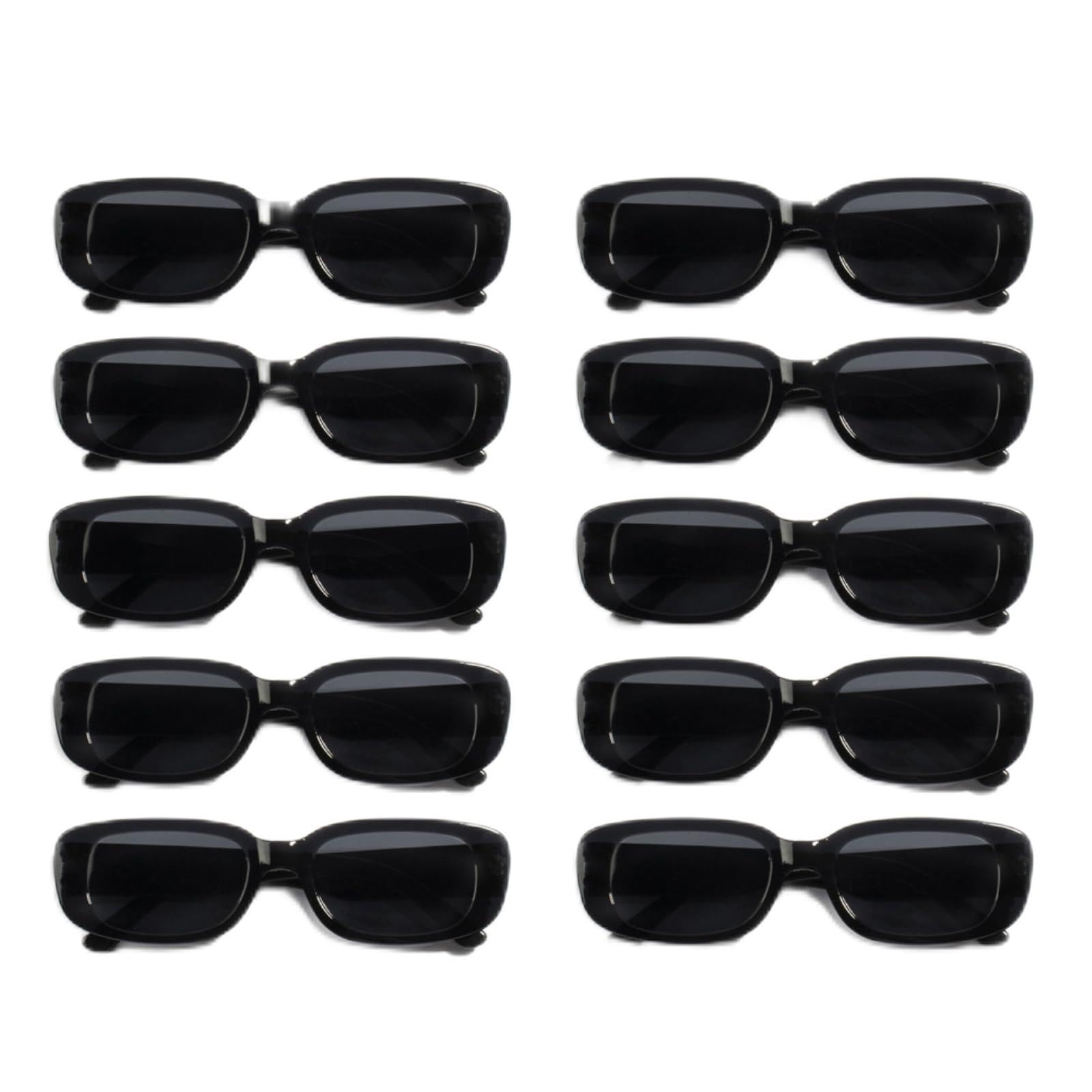Occhiali da Sole 10 Pacchetto Quadrati Neri Donne Vintage Piccolo Rettangolo Uv400 Guida, Viaggio E Abbigliamento Styling-10pcs
