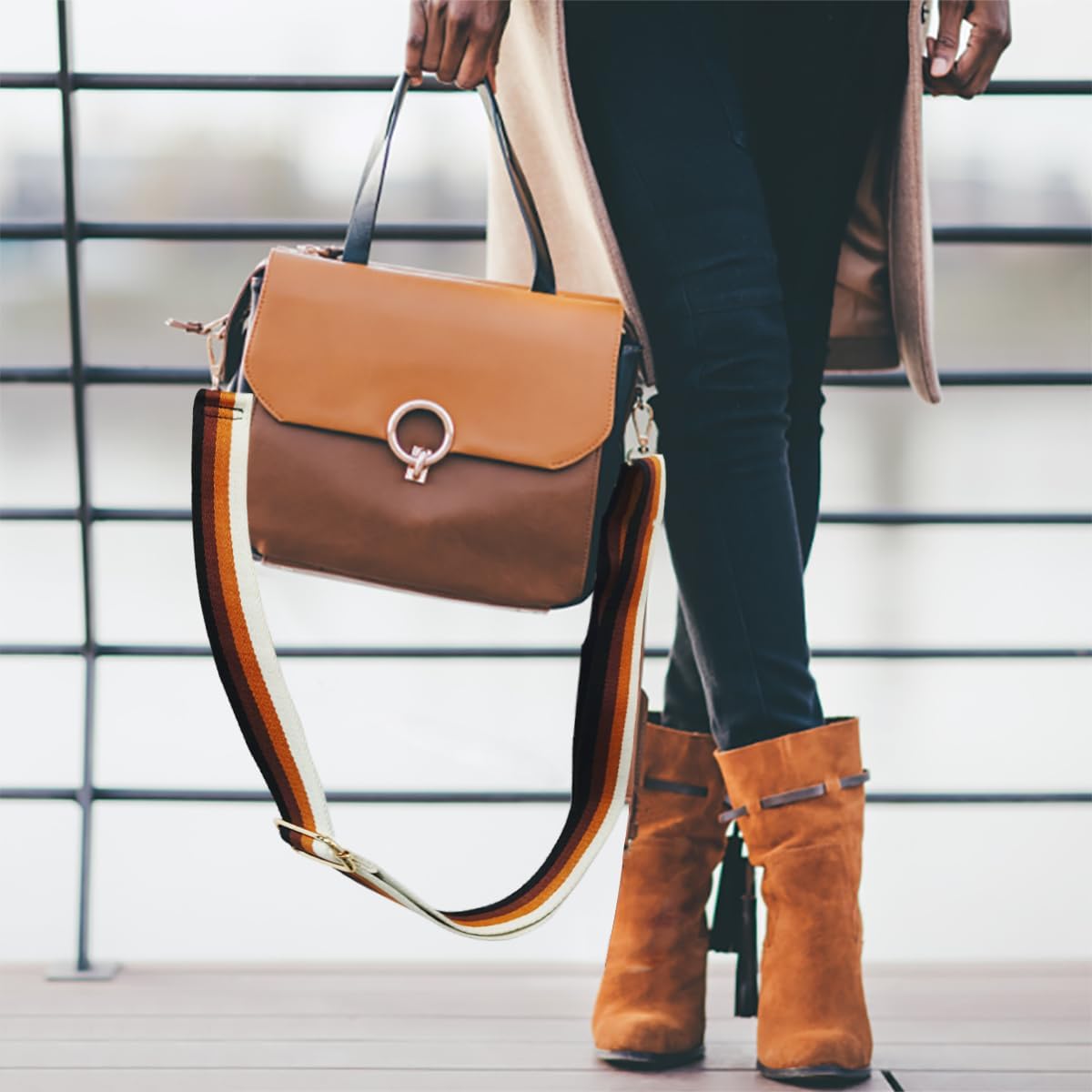 2 Pack Adjustable Crossbody Purse Strap - 29.5-55 Inch Wide 1.49" Replacement Shoulder Straps with 360° Swivel Buckles for Handbags, Totes & Messenger Bags (Fashion Stripe Design) - Image 9