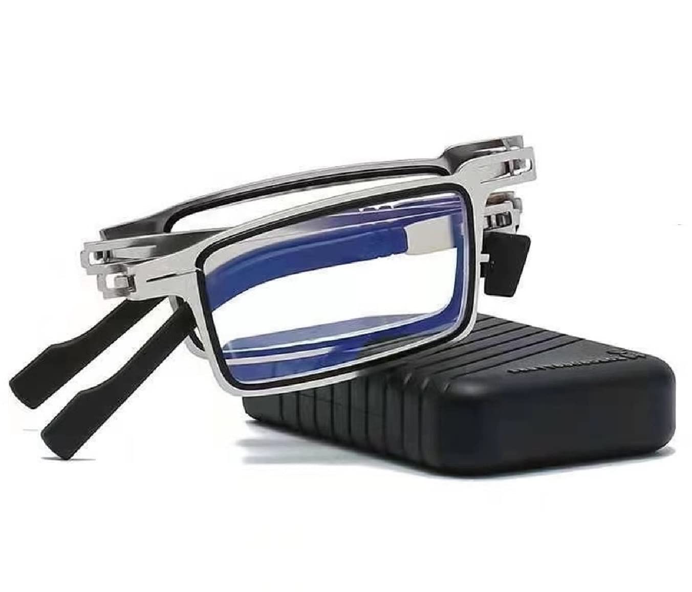 yomith Foldable Reading Glasses, Anti Blue Light Eyeglasses, Powered Reading Portable Anti Eyestrain Readers Compact pocket For Men and Women (SILCER + BLACK, 1.5) (B0C5WXVK8R) Amazon Price History, Amazon Price Tracker